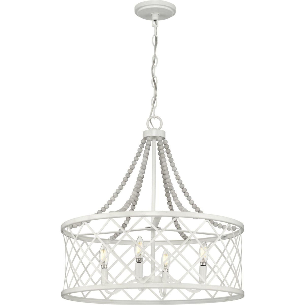 Progress Lighting Bisset 4-Light White Coastal Chandelier