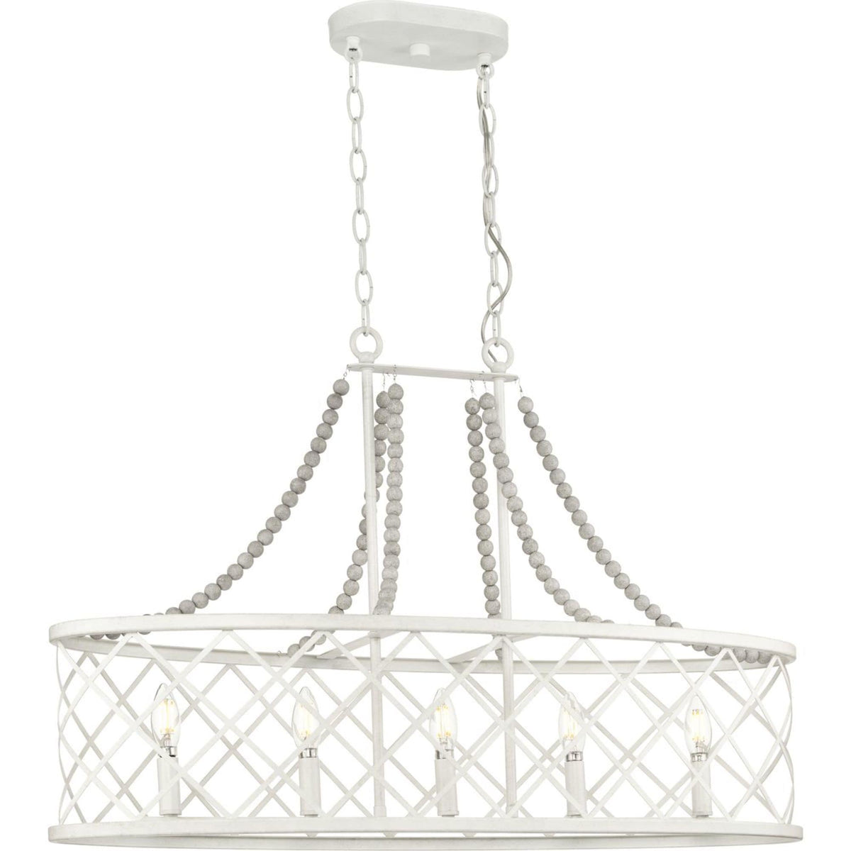 Progress Lighting Bisset 5-Light White Coastal Chandelier