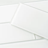 Giorbello (Sample) 4x12 Glass Subway Tiles Bright White 4-in x 12-in Glossy Glass Brick Subway Wall Tile