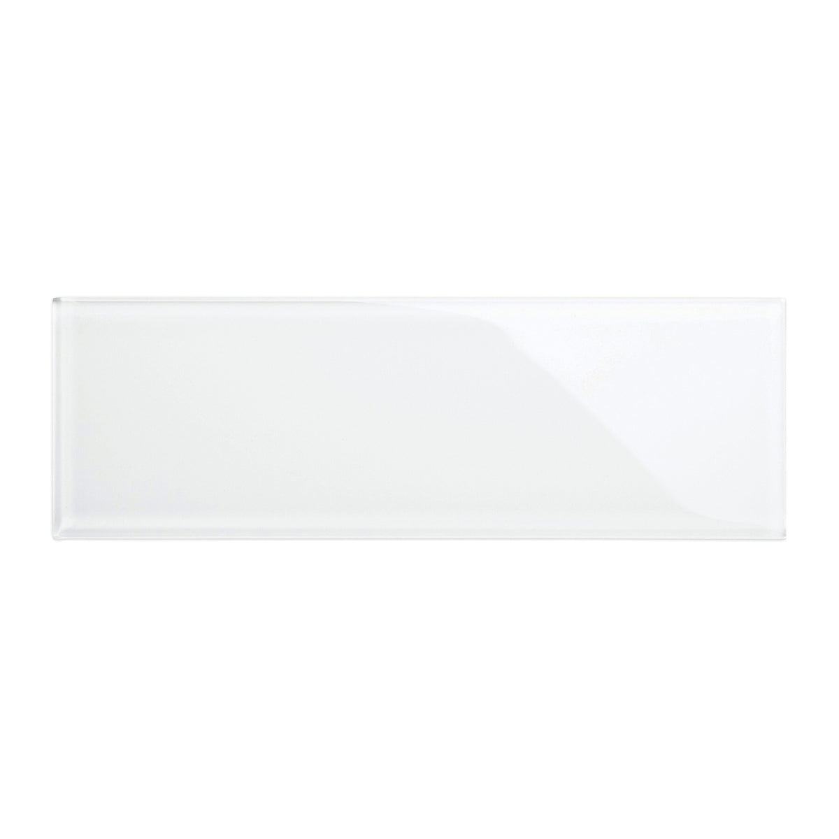 Giorbello (Sample) 4x12 Glass Subway Tiles Bright White 4-in x 12-in Glossy Glass Brick Subway Wall Tile