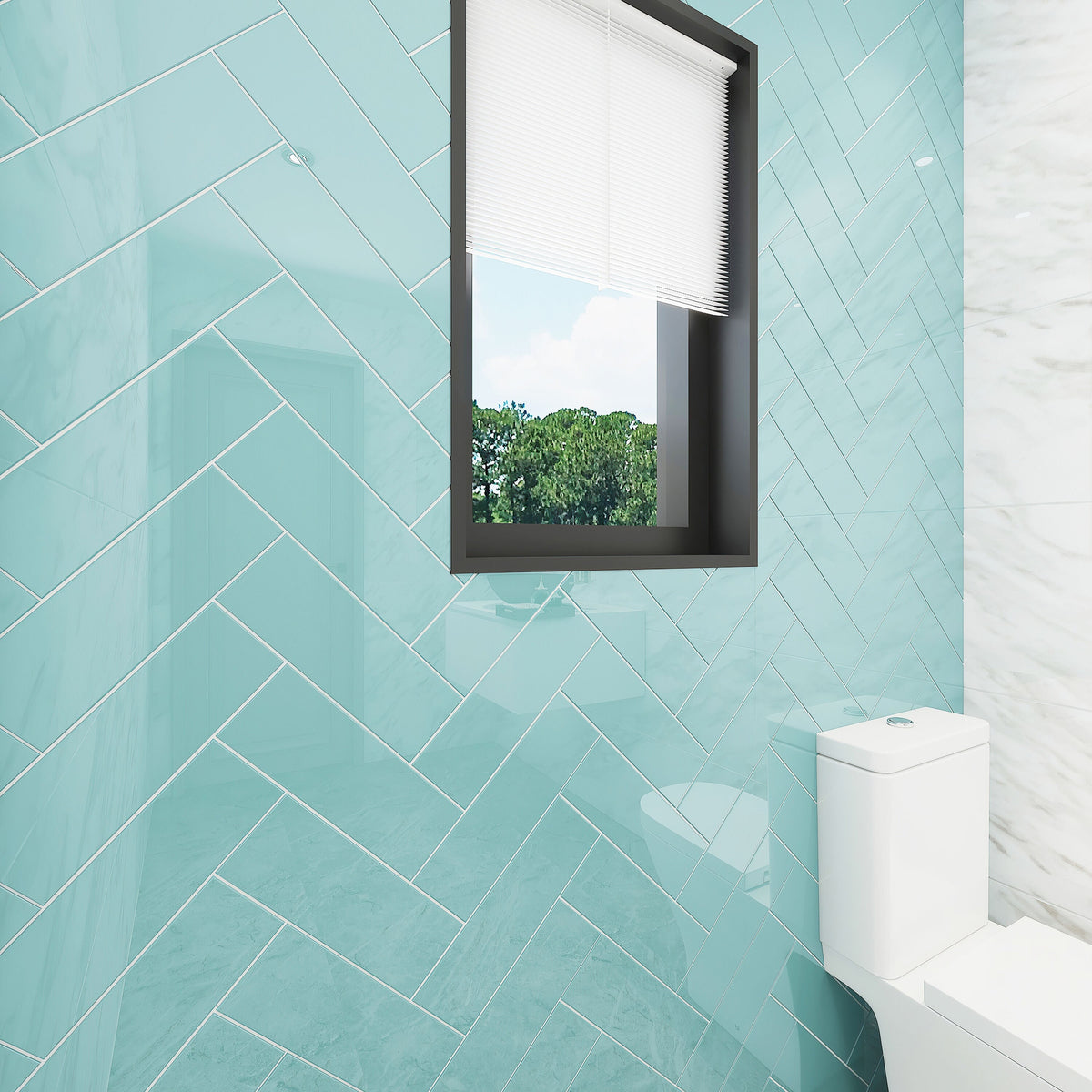 Giorbello Classic Premium Teal 4-in x 12-in Glossy Glass Subway Wall Tile (5-sq. ft/ Carton)