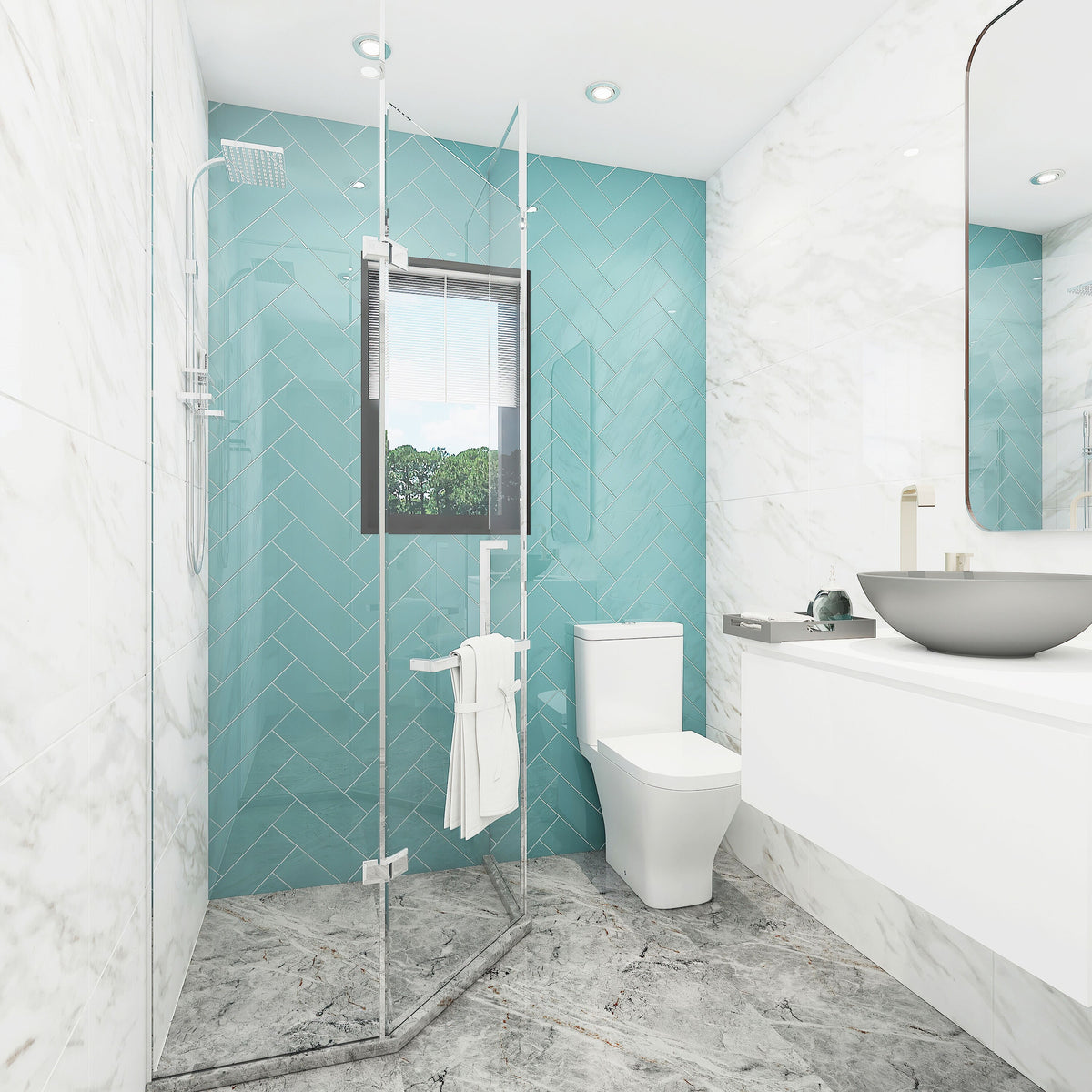 Giorbello Classic Premium Teal 4-in x 12-in Glossy Glass Subway Wall Tile (5-sq. ft/ Carton)