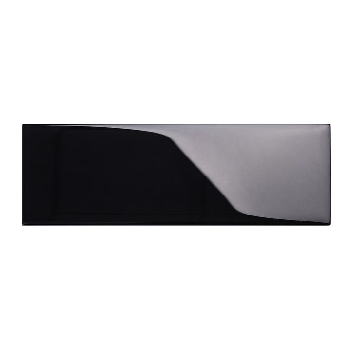 Giorbello (Sample) 4x12 glass subway tiles Black 4-in x 12-in Glossy Glass Brick Subway Wall Tile