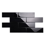 Giorbello Classic Premium Black 4-in x 12-in Glossy Glass Subway Wall Tile (5-sq. ft/ Carton)