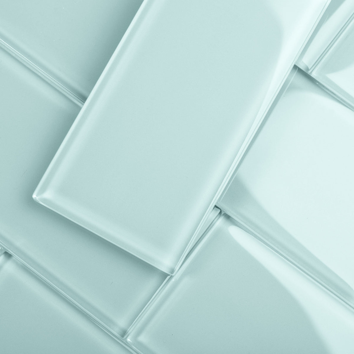 Giorbello (Sample) 4x12 glass subway tiles Baby Blue 3-in x 6-in Glossy Glass Brick Subway Wall Tile