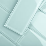 Giorbello (Sample) 4x12 glass subway tiles Baby Blue 3-in x 6-in Glossy Glass Brick Subway Wall Tile