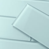 Giorbello (Sample) 4x12 glass subway tiles Baby Blue 3-in x 6-in Glossy Glass Brick Subway Wall Tile