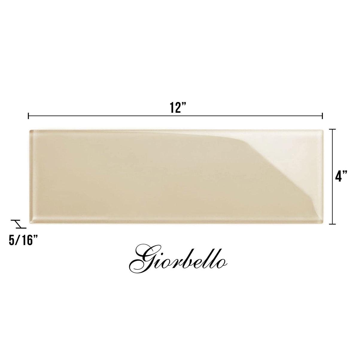 Giorbello Classic Premium Light Taupe 4-in x 12-in Glossy Glass Subway Wall Tile (5-sq. ft/ Carton)