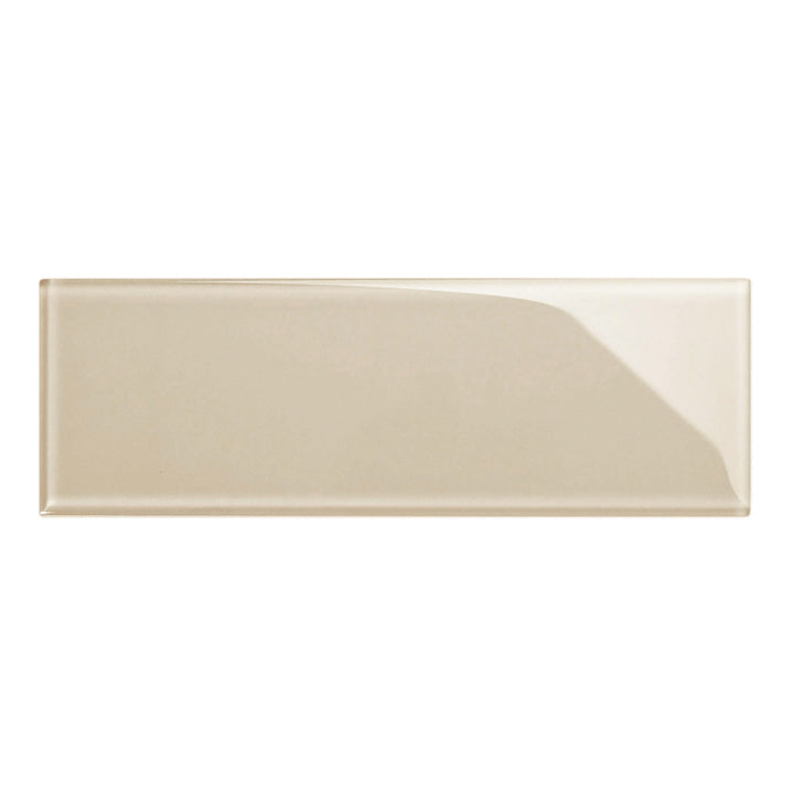 Giorbello (Sample) 4x12 glass subway tiles Light Taupe 4-in x 12-in Glossy Glass Brick Subway Wall Tile
