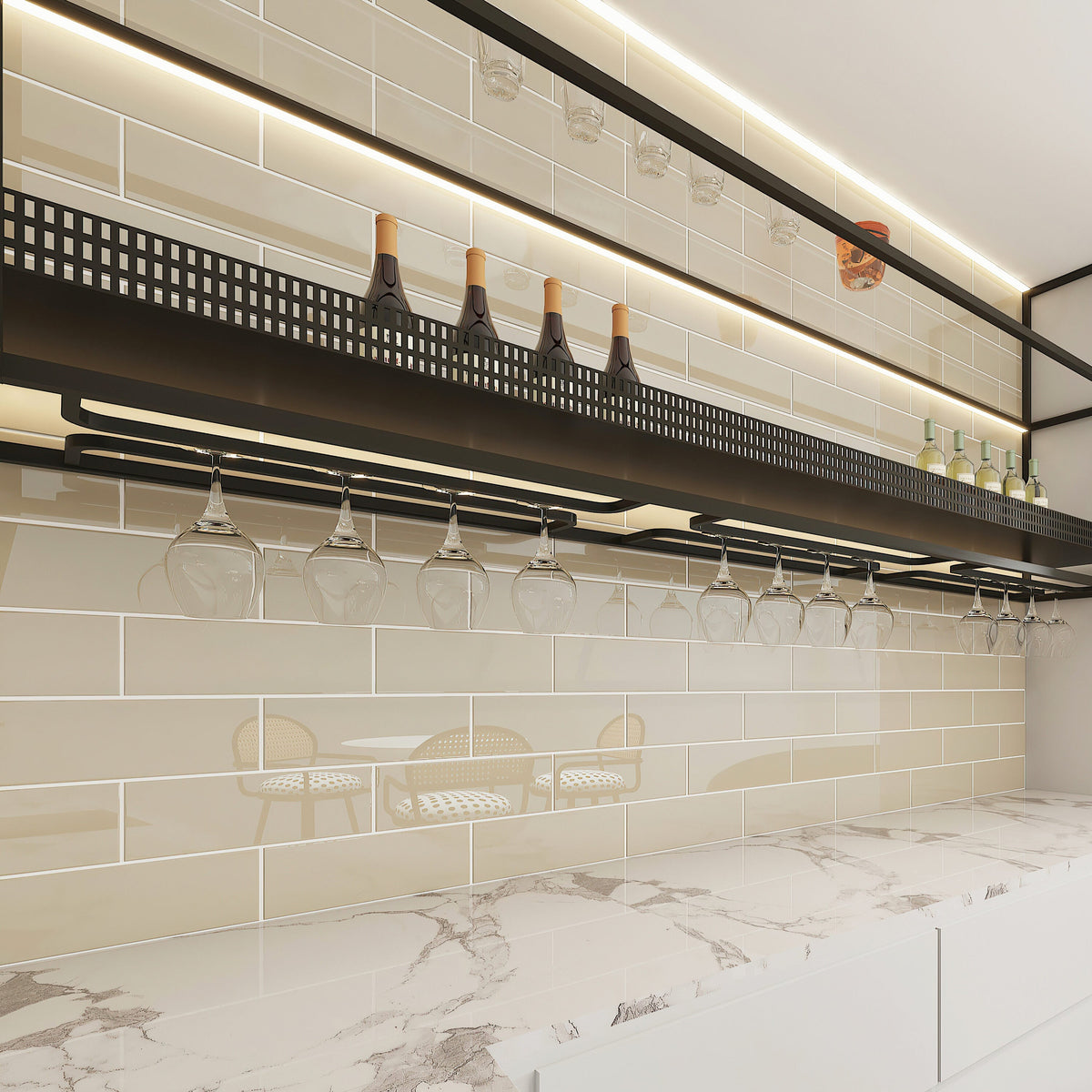 Giorbello Classic Premium Light Taupe 4-in x 12-in Glossy Glass Subway Wall Tile (5-sq. ft/ Carton)