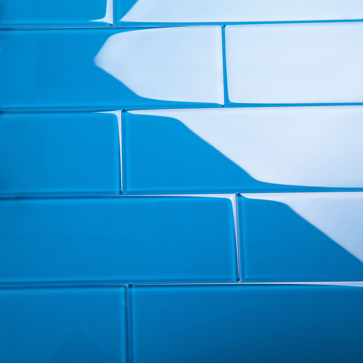 Giorbello (Sample) 4x12 glass subway tiles Mediterranean Blue 4-in x 12-in Glossy Glass Brick Subway Wall Tile