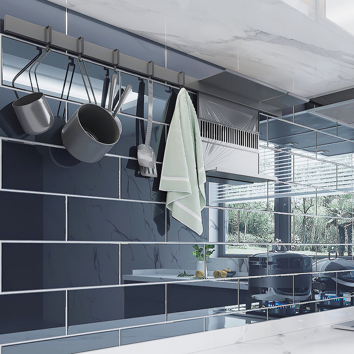 Giorbello Classic Premium Midnight Blue 4-in x 12-in Glossy Glass Subway Wall Tile (5-sq. ft/ Carton)
