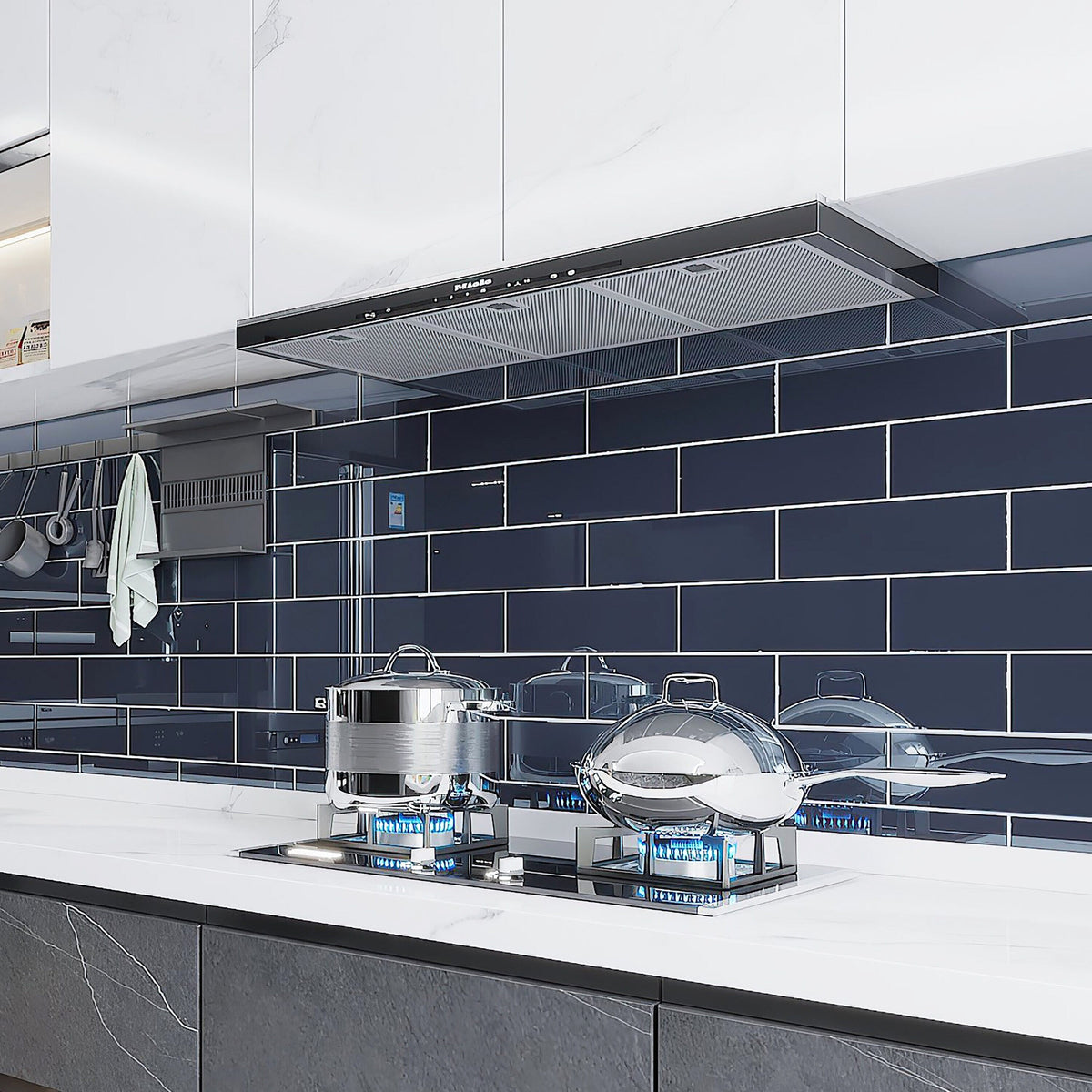 Giorbello (Sample) Glass Subway Midnight Blue 4-in x 12-in Glossy Glass Wall Tile