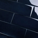 Giorbello (Sample) Glass Subway Midnight Blue 4-in x 12-in Glossy Glass Wall Tile