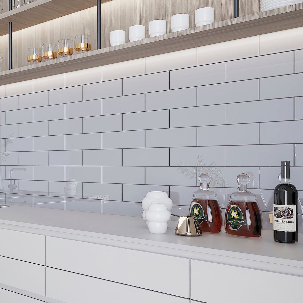 Giorbello Glass Subway Lavender Gray 4-in x 12-in Glossy Glass Subway Wall Tile (5-sq. ft/ Carton)