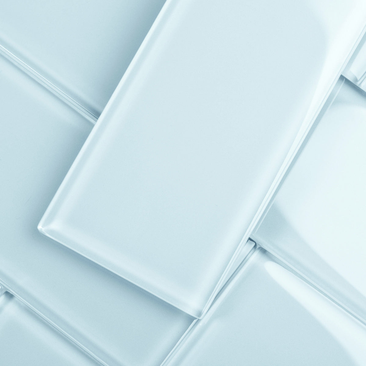 Giorbello (Sample) 4x12 glass subway tiles Morning Sky Blue 4-in x 12-in Glossy Glass Brick Subway Wall Tile