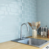 Giorbello (Sample) 4x12 glass subway tiles Morning Sky Blue 4-in x 12-in Glossy Glass Brick Subway Wall Tile