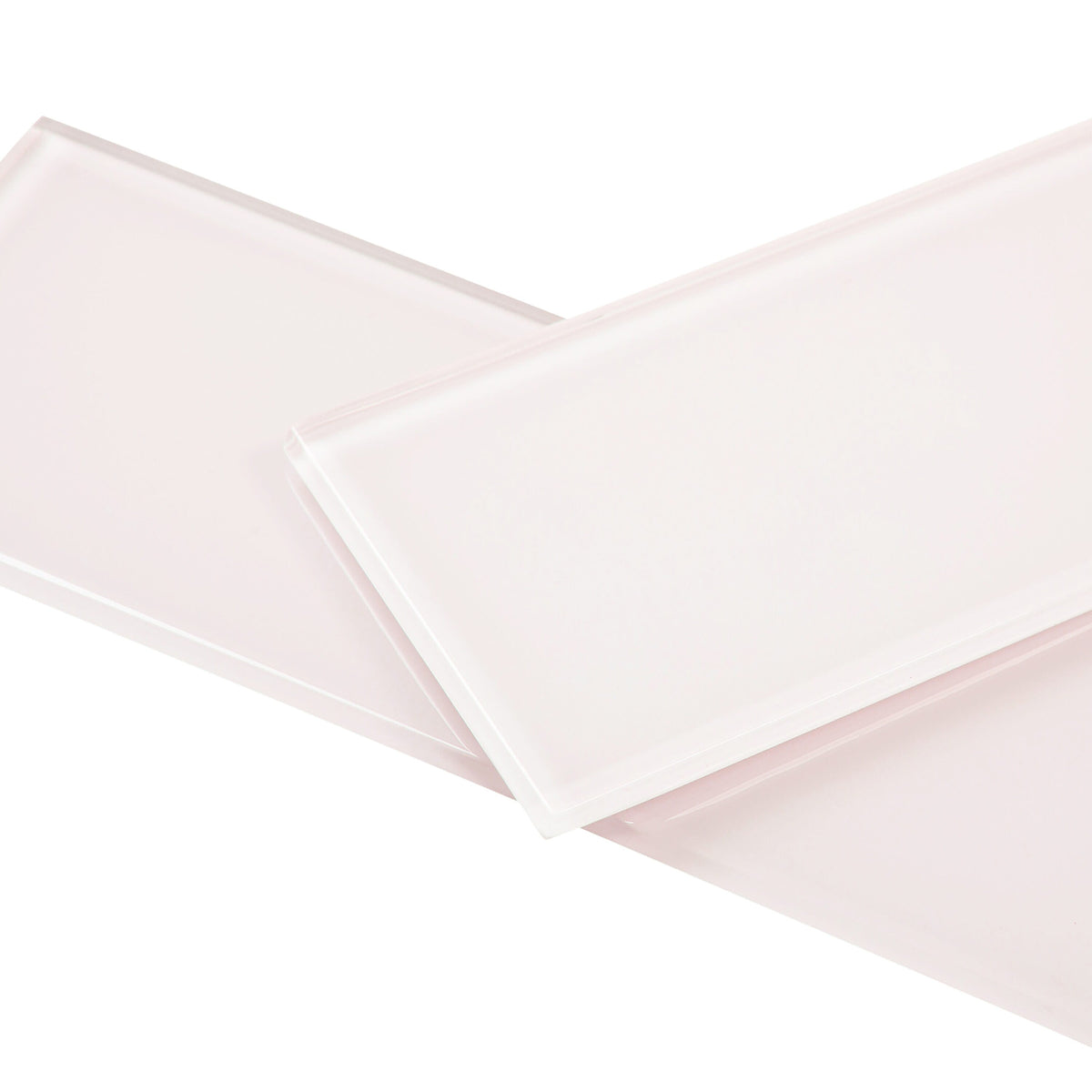 Giorbello (Sample) 4x12 glass subway tiles Rose Pale Pink 4-in x 12-in Glossy Glass Brick Subway Wall Tile