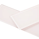 Giorbello (Sample) 4x12 glass subway tiles Rose Pale Pink 4-in x 12-in Glossy Glass Brick Subway Wall Tile