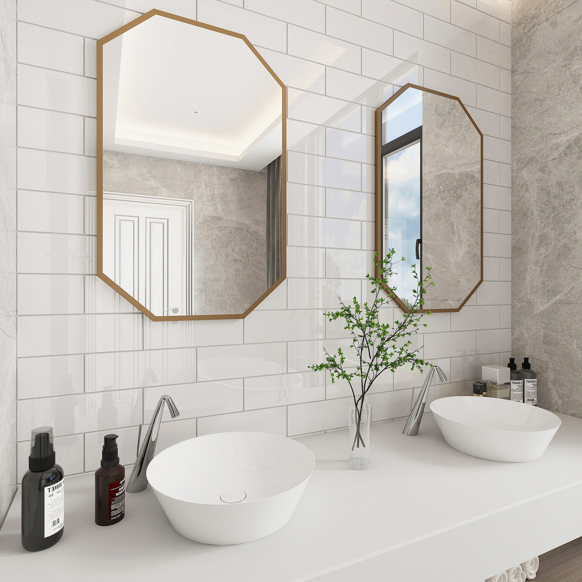 Giorbello (Sample) 4x12 glass subway tiles Alabaster White 4-in x 12-in Glossy Glass Brick Subway Wall Tile