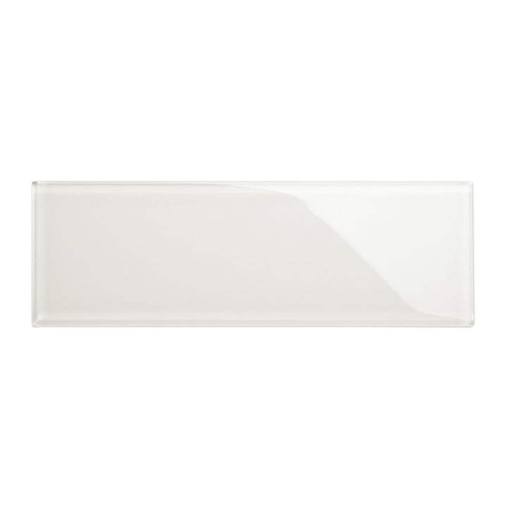 Giorbello (Sample) 4x12 glass subway tiles Alabaster White 4-in x 12-in Glossy Glass Brick Subway Wall Tile