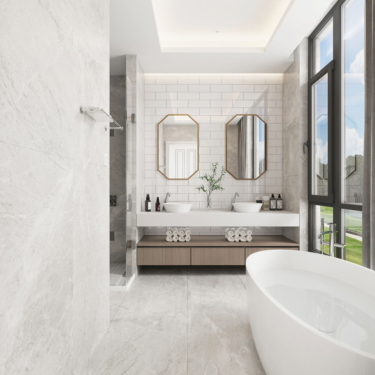 Giorbello (Sample) 4x12 glass subway tiles Agreeable Gray 4-in x 12-in Glossy Glass Brick Subway Wall Tile
