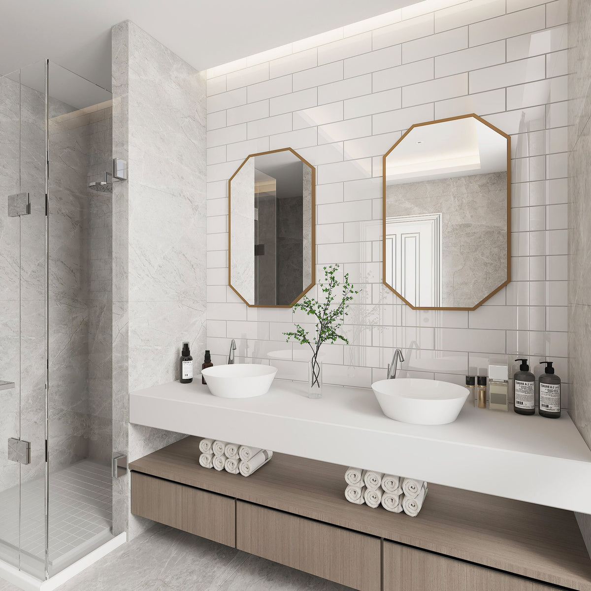 Giorbello (Sample) 4x12 glass subway tiles Agreeable Gray 4-in x 12-in Glossy Glass Brick Subway Wall Tile