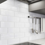 Giorbello (Sample) 4x12 Glass Subway Tiles Bright White 4-in x 12-in Glossy Glass Brick Subway Wall Tile