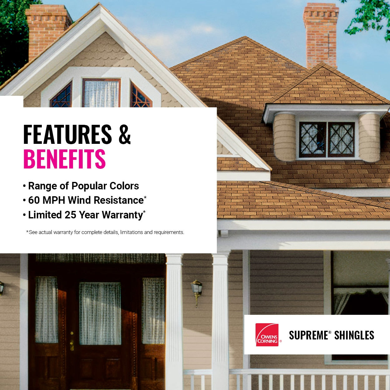 Owens Corning Supreme Desert Tan 3-Tab Asphalt Roofing Shingles (33.3 sq. ft. per Bundle, 3 Bundles per Square)