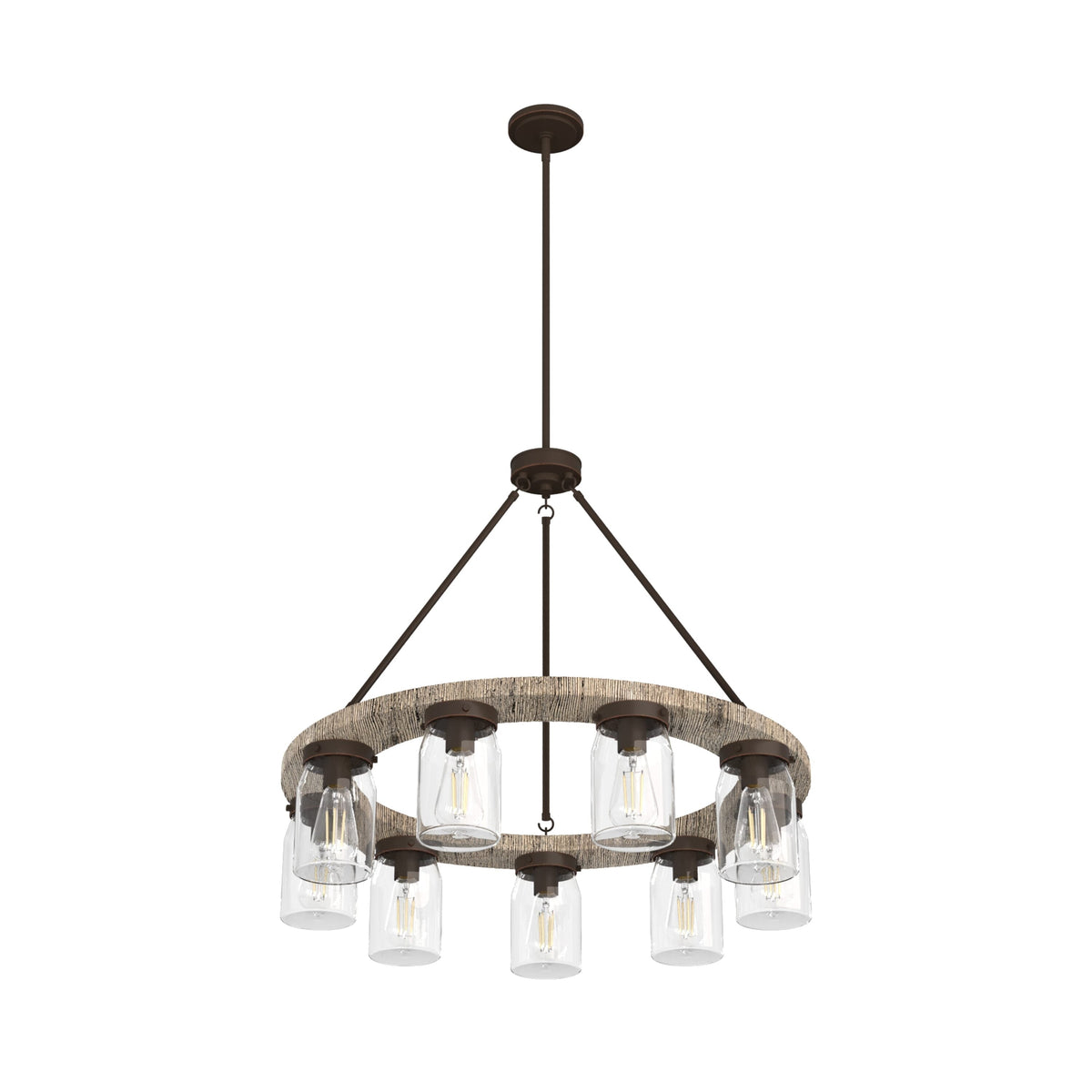 Hunter Devon Park 9-Light Matte Copper Farmhouse Led Crystal Chandelier
