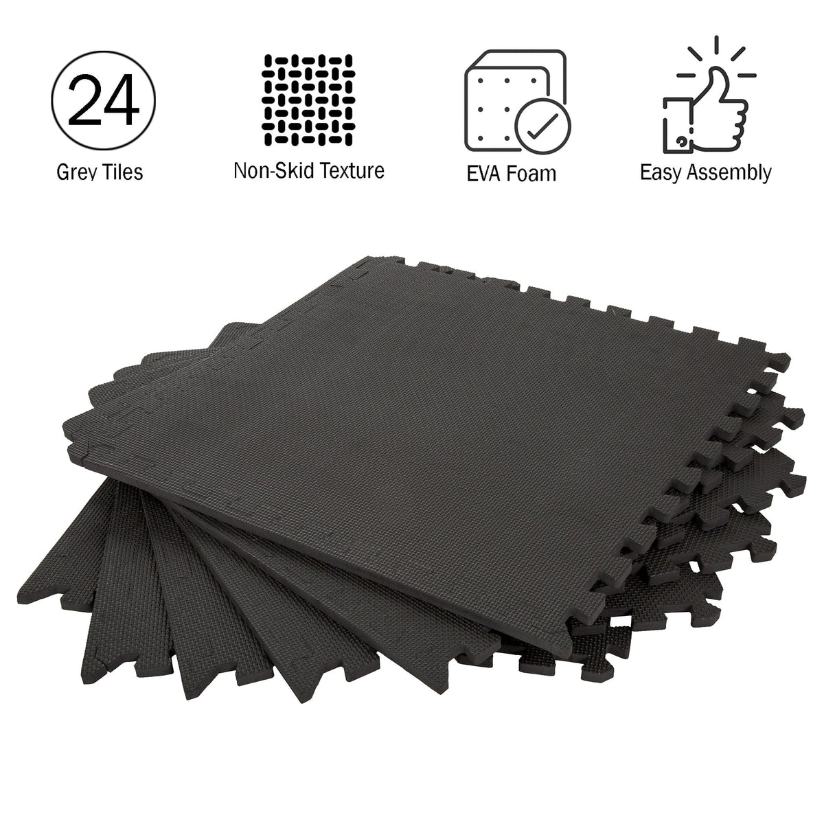 Stalwart 24-in W x 24-in L x 0.5-in T Interlocking Foam Gym Floor Tile (96-sq ft) (24-Pack)