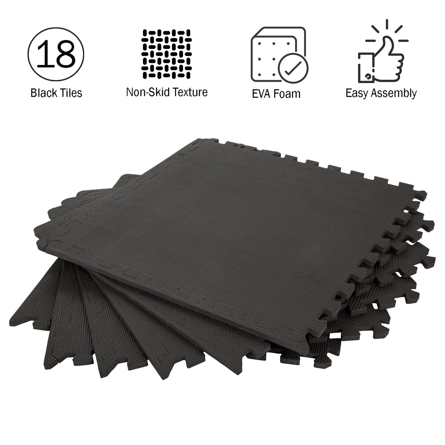 Stalwart 24-in W x 24-in L x 0.5-in T Interlocking Foam Gym Floor Tile (72-sq ft) (18-Pack)