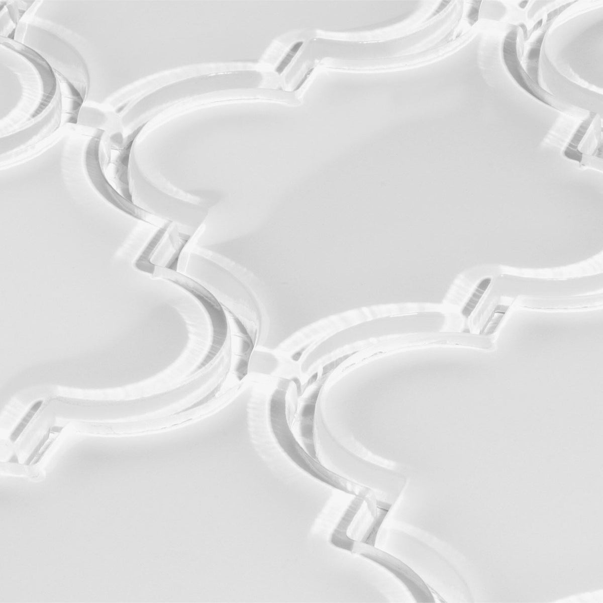 Giorbello (Sample) Glass Arabesque Tiles Bright White 4-1/2-in x 4-1/2-in Glossy Glass Lantern Subway Wall Tile