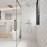 Giorbello (Sample) Glass Arabesque Tiles Bright White 4-1/2-in x 4-1/2-in Glossy Glass Lantern Subway Wall Tile