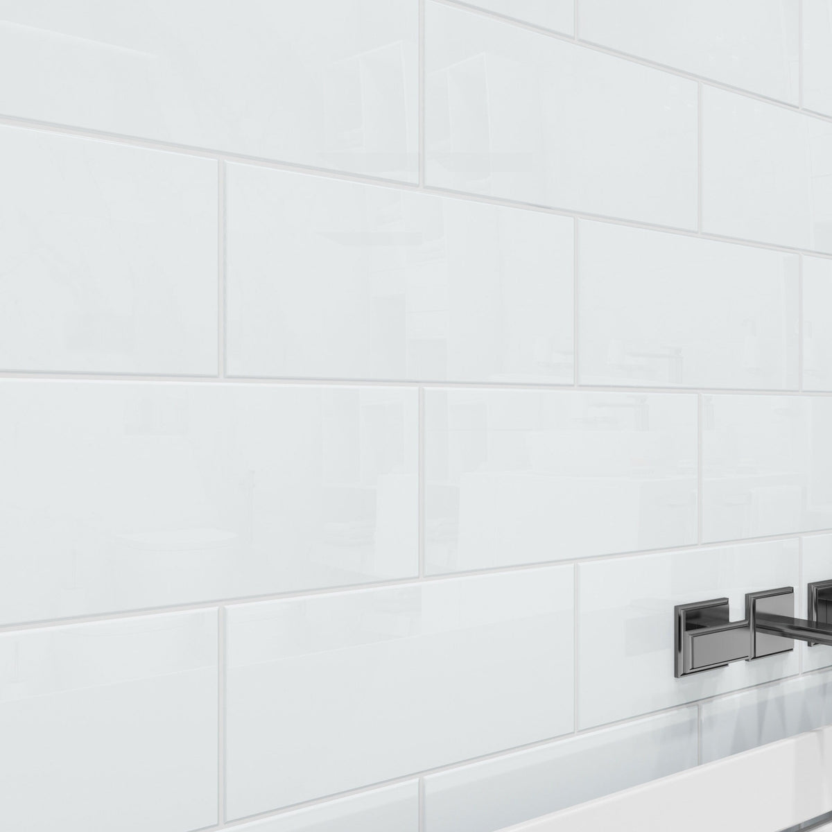 Giorbello Classic Premium Bright White 6-in x 12-in Glossy Glass Subway Wall Tile (5-sq. ft/ Carton)
