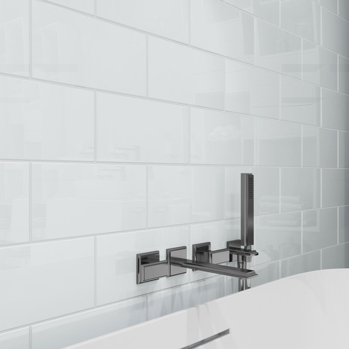 Giorbello (Sample) 6x12 Glass Subway Tiles Bright White 6-in x 12-in Glossy Glass Brick Subway Wall Tile