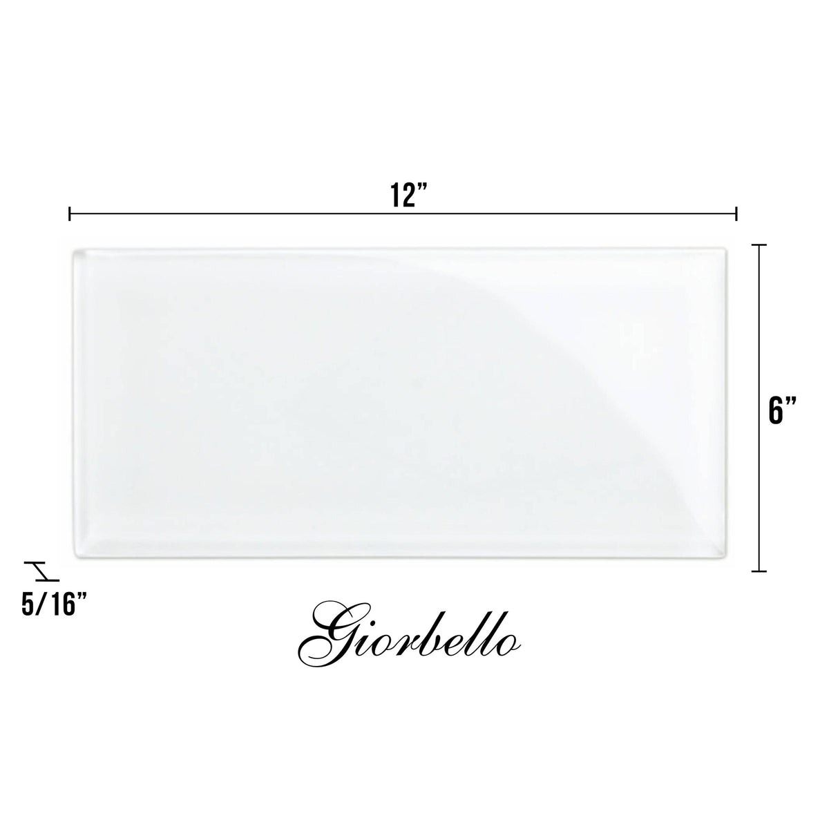 Giorbello Classic Premium Bright White 6-in x 12-in Glossy Glass Subway Wall Tile (5-sq. ft/ Carton)