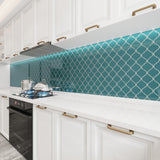 Giorbello Arabesque Mosaic Dark Teal 4-in x 4-in Glossy Glass Wall Tile (7.89-sq. ft/ Carton)