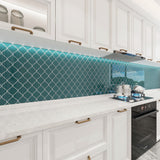 Giorbello Arabesque Mosaic Dark Teal 4-in x 4-in Glossy Glass Wall Tile (7.89-sq. ft/ Carton)