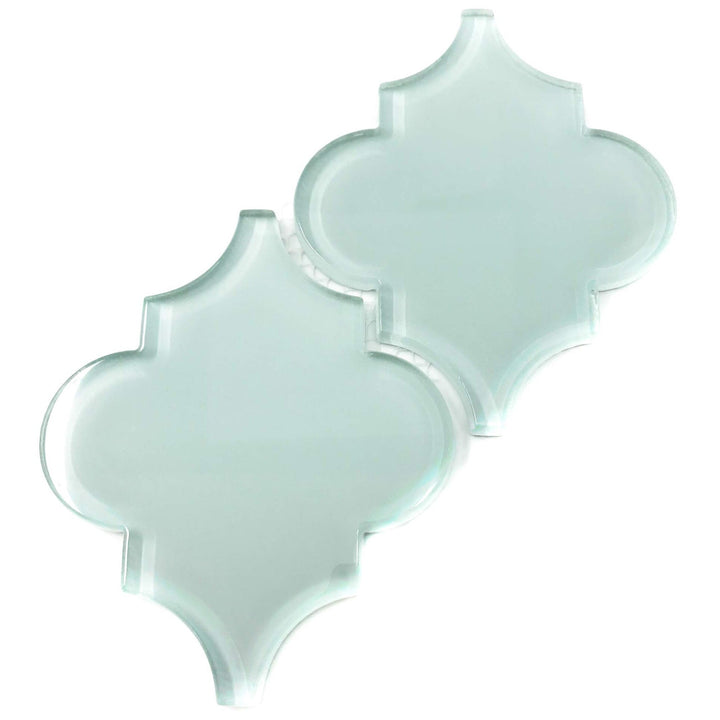 Giorbello (Sample) Glass Arabesque Tiles Baby Blue 4-in x 4-in Glossy Glass Lantern Subway Wall Tile