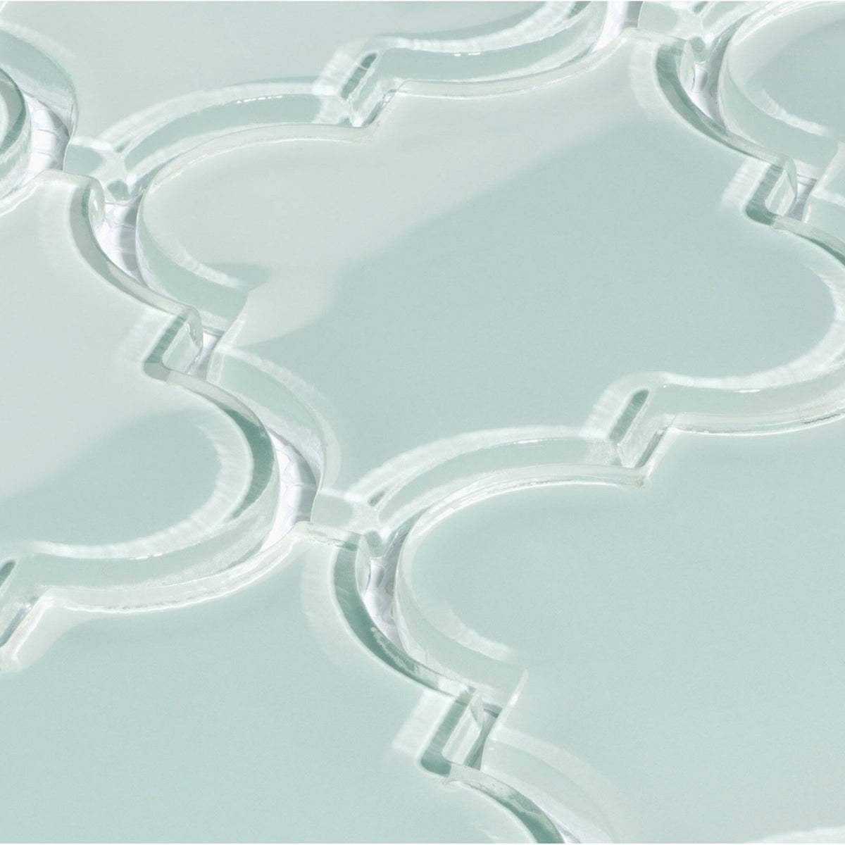 Giorbello (Sample) Glass Arabesque Tiles Baby Blue 4-in x 4-in Glossy Glass Lantern Subway Wall Tile