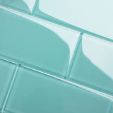 Giorbello Classic Premium Teal 6-in x 12-in Glossy Glass Subway Wall Tile (5-sq. ft/ Carton)