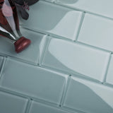Giorbello (Sample) 6x12 glass subway tiles Slate 6-in x 12-in Glossy Glass Brick Subway Wall Tile