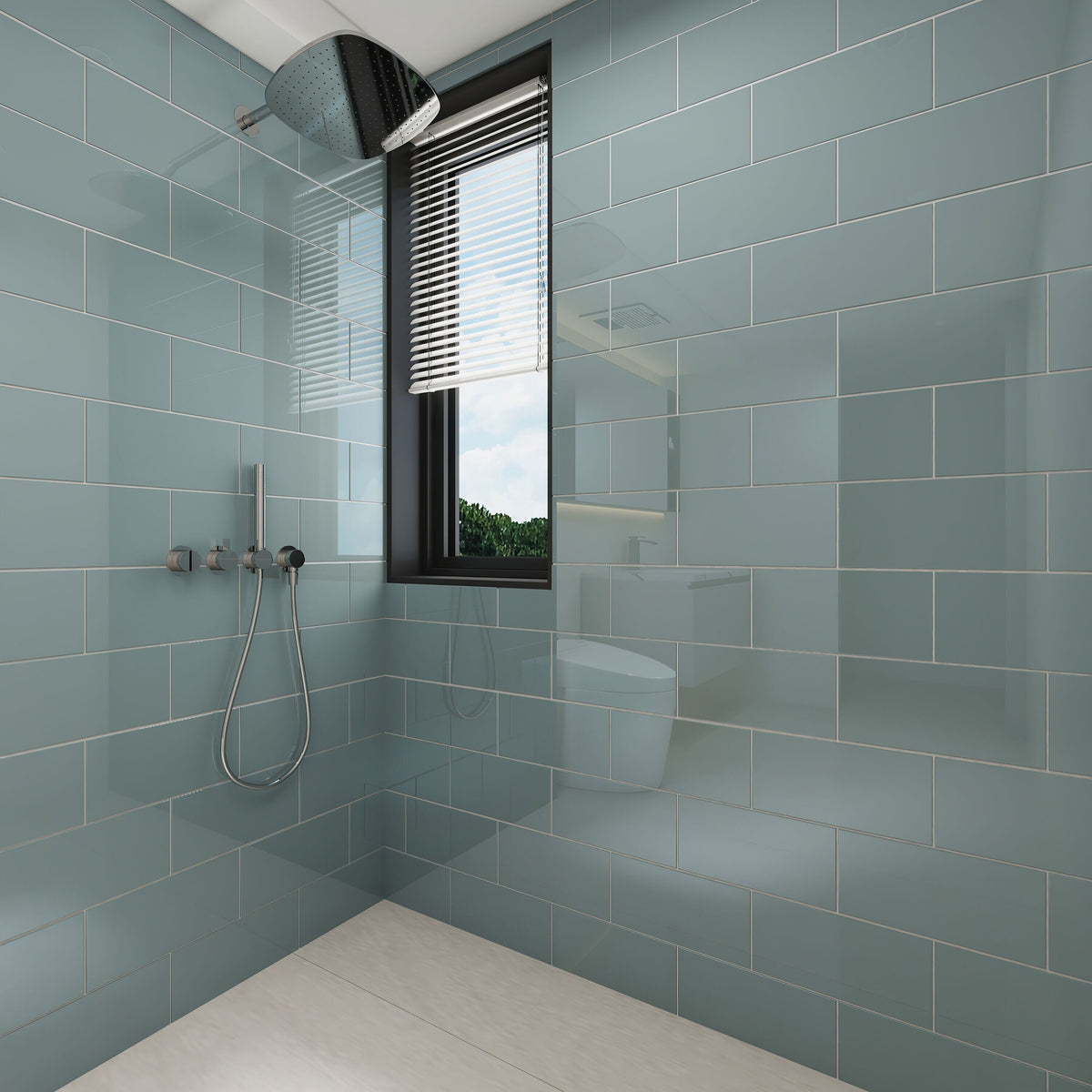 Giorbello (Sample) 6x12 glass subway tiles Slate 6-in x 12-in Glossy Glass Brick Subway Wall Tile