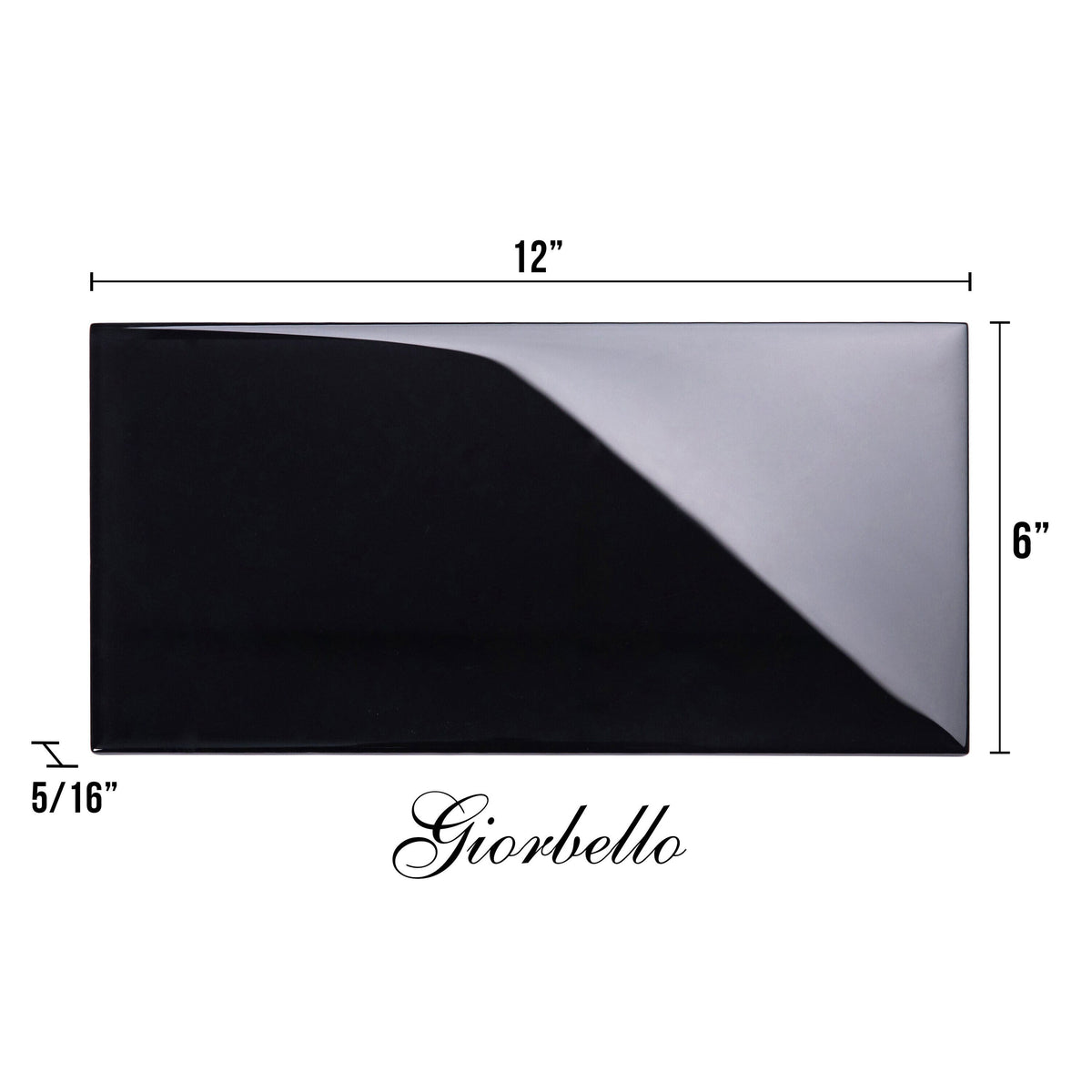 Giorbello Classic Premium Black 6-in x 12-in Glossy Glass Subway Wall Tile (5-sq. ft/ Carton)