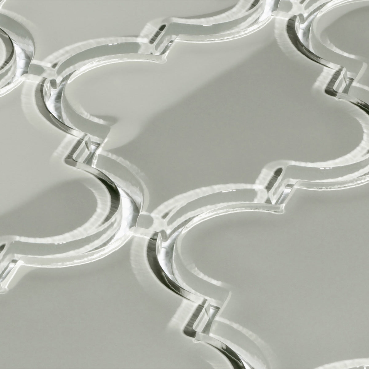Giorbello Arabesque Mosaic Light Gray 4-in x 4-in Glossy Glass Wall Tile (7.89-sq. ft/ Carton)