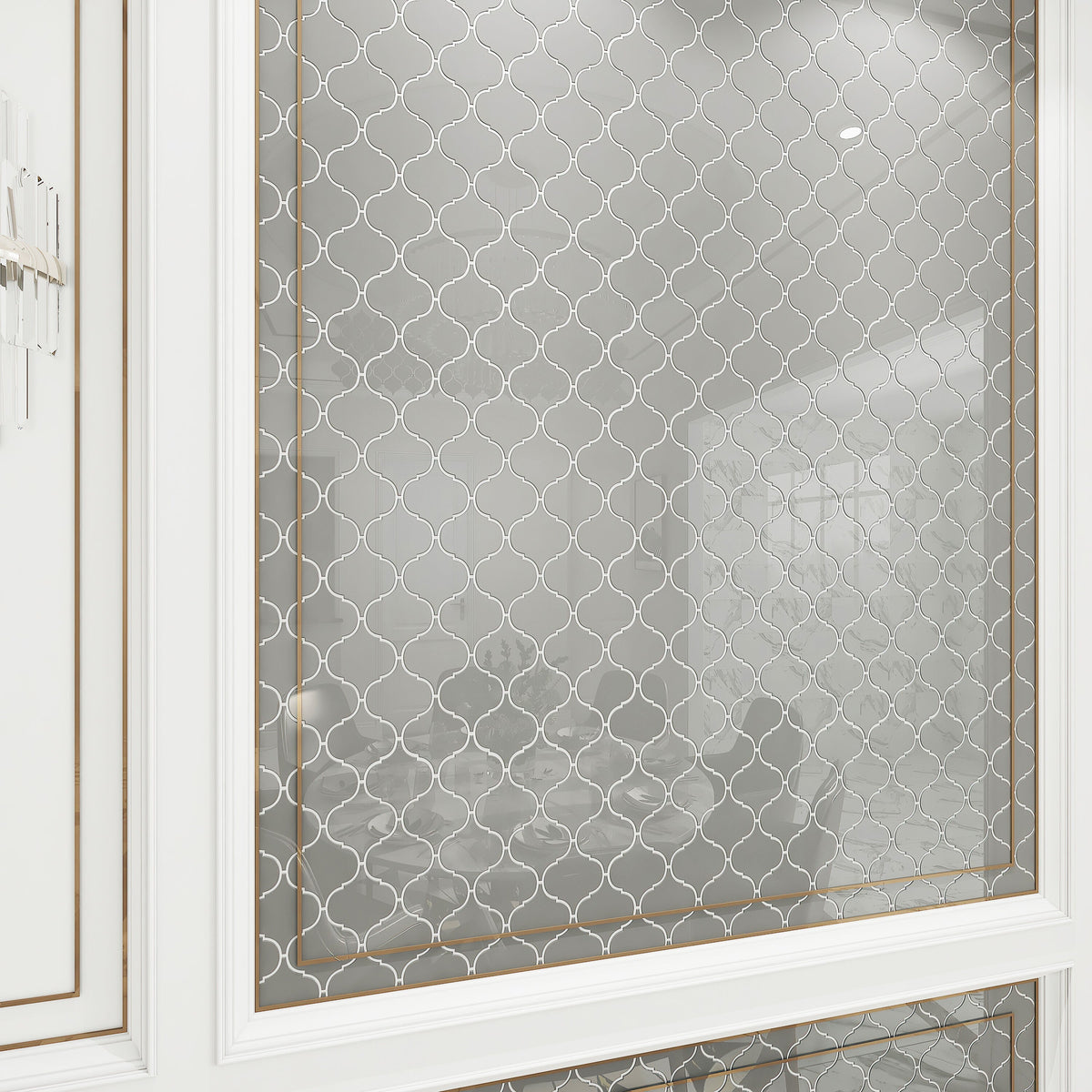 Giorbello (Sample) Glass Arabesque Tiles True Gray 4-1/2-in x 4-1/2-in Glossy Glass Lantern Subway Wall Tile