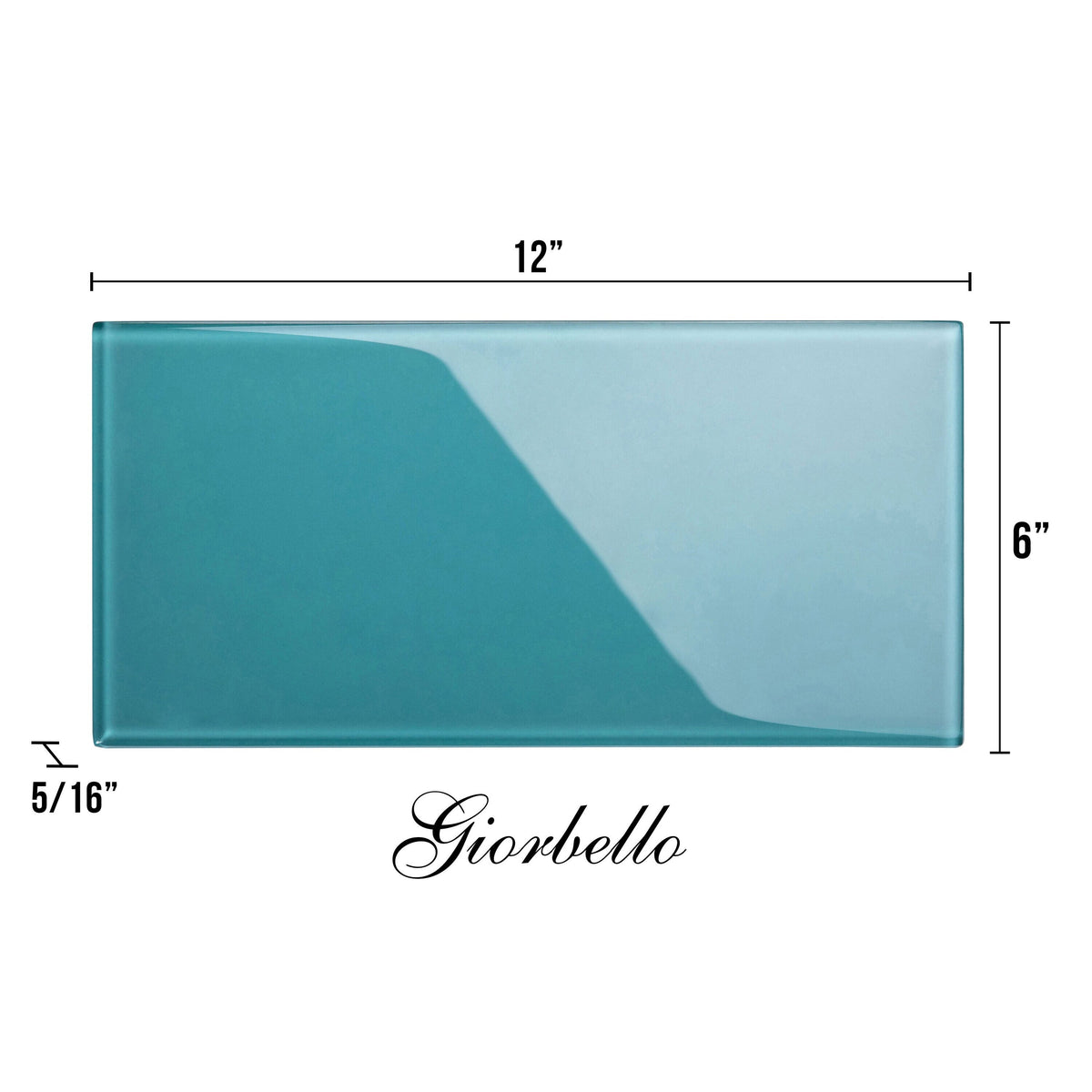 Giorbello Classic Premium Dark Teal 6-in x 12-in Glossy Glass Subway Wall Tile (5-sq. ft/ Carton)