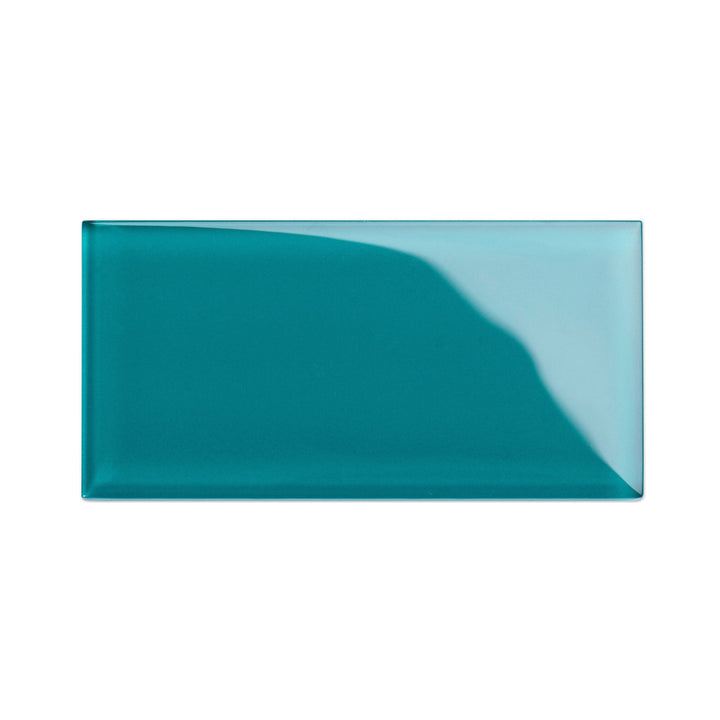 Giorbello (Sample) 6x12 Glass Subway Tiles Dark Teal 6-in x 12-in Glossy Glass Brick Subway Wall Tile