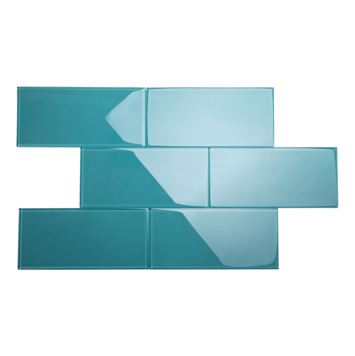 Giorbello Classic Premium Dark Teal 6-in x 12-in Glossy Glass Subway Wall Tile (5-sq. ft/ Carton)